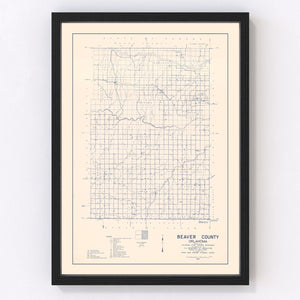 Vintage Map of Beaver County, Oklahoma 1936