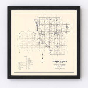 Vintage Map of Murray County, Oklahoma 1936