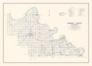 Vintage Map of Pawnee County, Oklahoma 1936