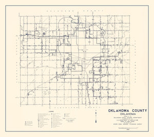 Vintage Map of Oklahoma County, Oklahoma 1936