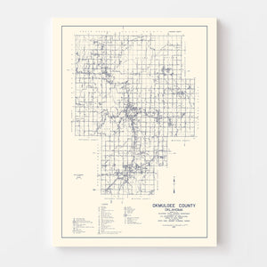 Vintage Map of Okmulgee County, Oklahoma 1936