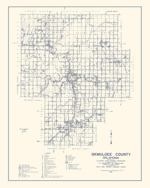 Vintage Map of Okmulgee County, Oklahoma 1936