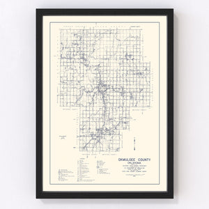 Vintage Map of Okmulgee County, Oklahoma 1936