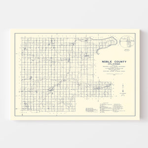 Vintage Map of Noble County, Oklahoma 1936