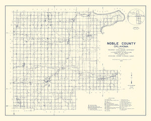 Vintage Map of Noble County, Oklahoma 1936