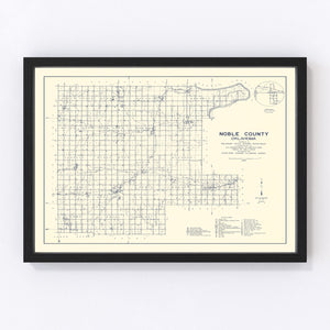 Vintage Map of Noble County, Oklahoma 1936