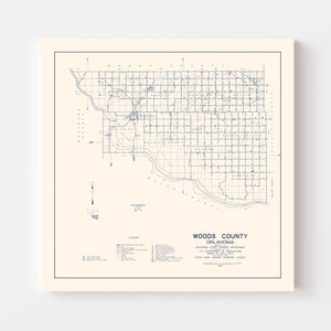 Vintage Map of Woods County, Oklahoma 1936