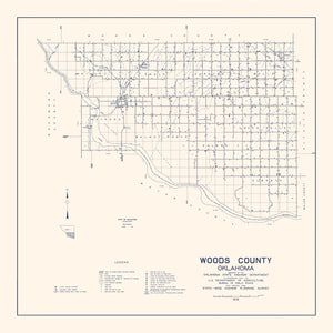 Vintage Map of Woods County, Oklahoma 1936
