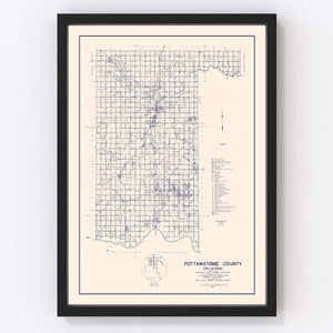 Vintage Map of Pottawatomie County, Oklahoma 1936