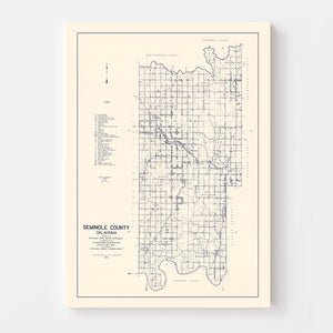 Vintage Map of Seminole County, Oklahoma 1936