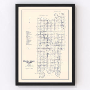 Vintage Map of Seminole County, Oklahoma 1936
