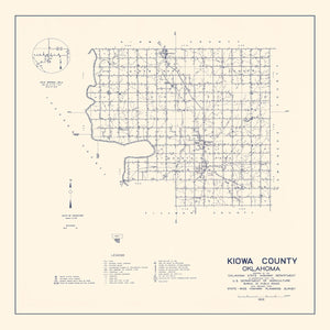 Vintage Map of Kiowa County, Oklahoma 1936