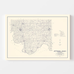 Vintage Map of Jefferson County, Oklahoma 1936