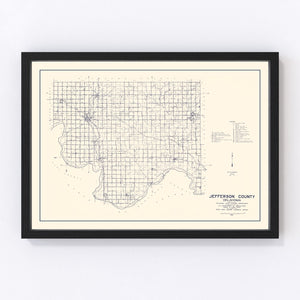 Vintage Map of Jefferson County, Oklahoma 1936