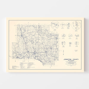 Vintage Map of Johnston County, Oklahoma 1936