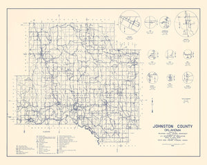 Vintage Map of Johnston County, Oklahoma 1936