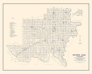 Vintage Map of Jackson County, Oklahoma 1936