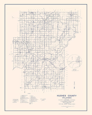 Vintage Map of Hughes County, Oklahoma 1936