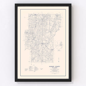 Vintage Map of Hughes County, Oklahoma 1936