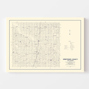Vintage Map of Kingfisher County, Oklahoma 1936