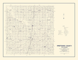 Vintage Map of Kingfisher County, Oklahoma 1936