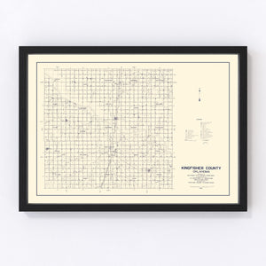 Vintage Map of Kingfisher County, Oklahoma 1936