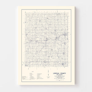 Vintage Map of Lincoln County, Oklahoma 1936