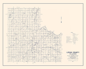 Vintage Map of Logan County, Oklahoma 1936