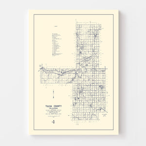 Vintage Map of Tulsa County, Oklahoma 1936