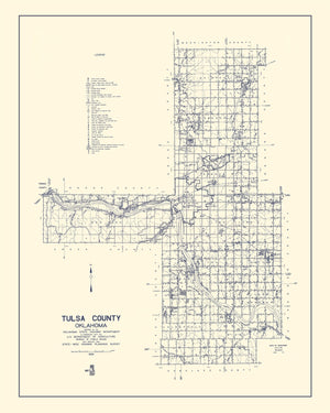Vintage Map of Tulsa County, Oklahoma 1936