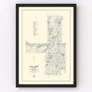 Vintage Map of Tulsa County, Oklahoma 1936