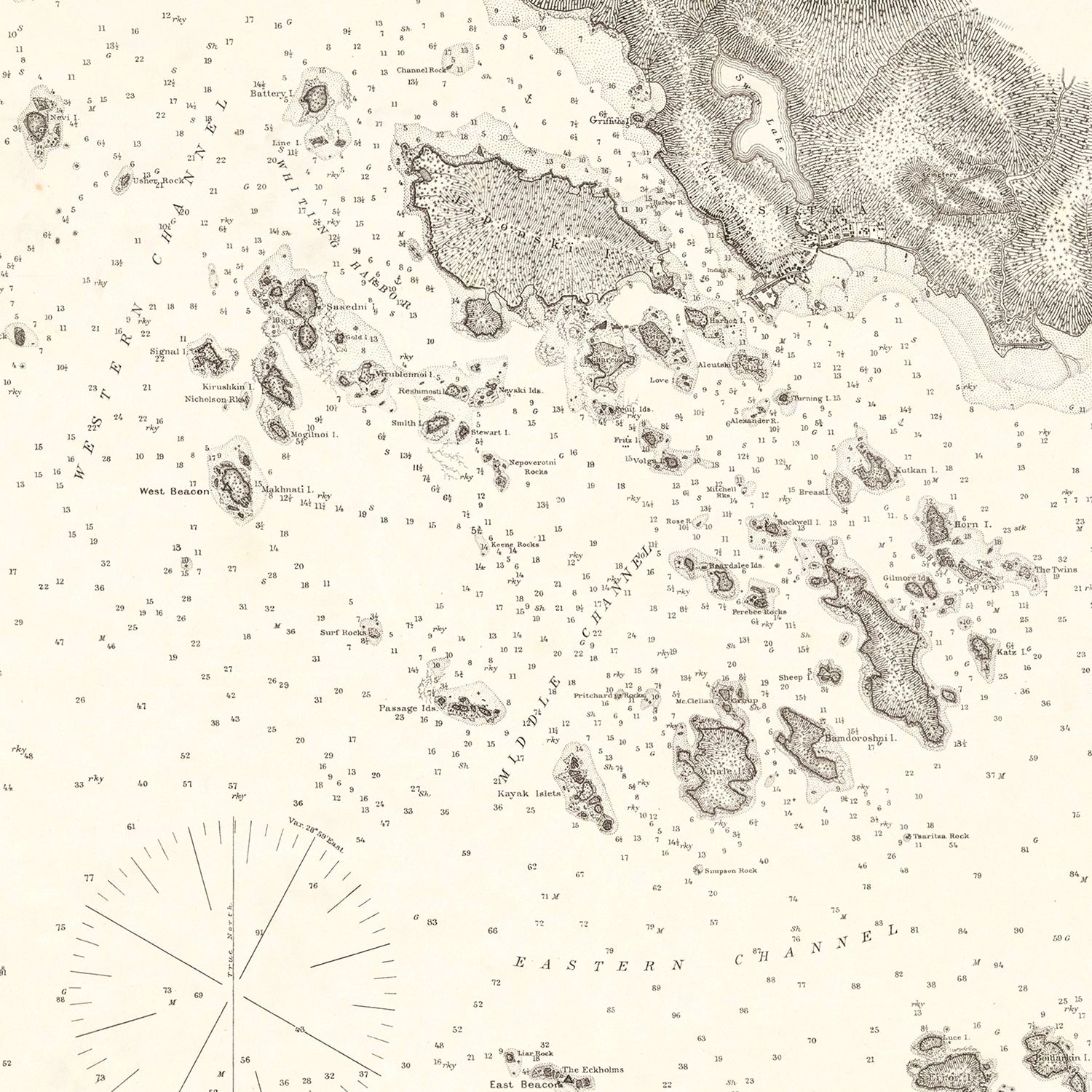 Vintage Sitka Harbor Map 1881