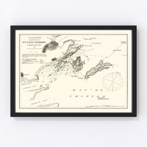 Vintage Saint Paul Harbor, Kodiak Island Map 1881