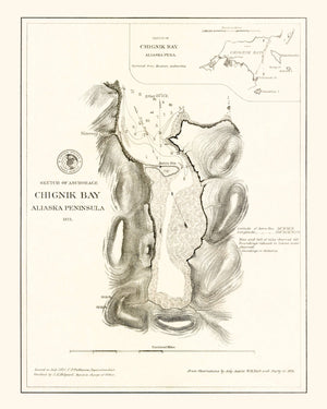 Vintage Map of Anchorage, Alaska 1875