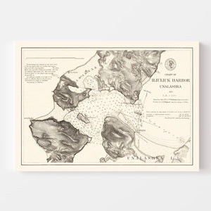 Vintage Iliuliuk Harbor, Unalashka Map 1875