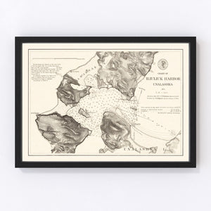 Vintage Iliuliuk Harbor, Unalashka Map 1875
