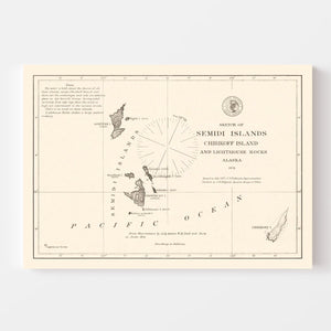 Vintage Semidi Islands, AK Map 1875