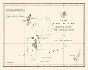 Vintage Semidi Islands, AK Map 1875
