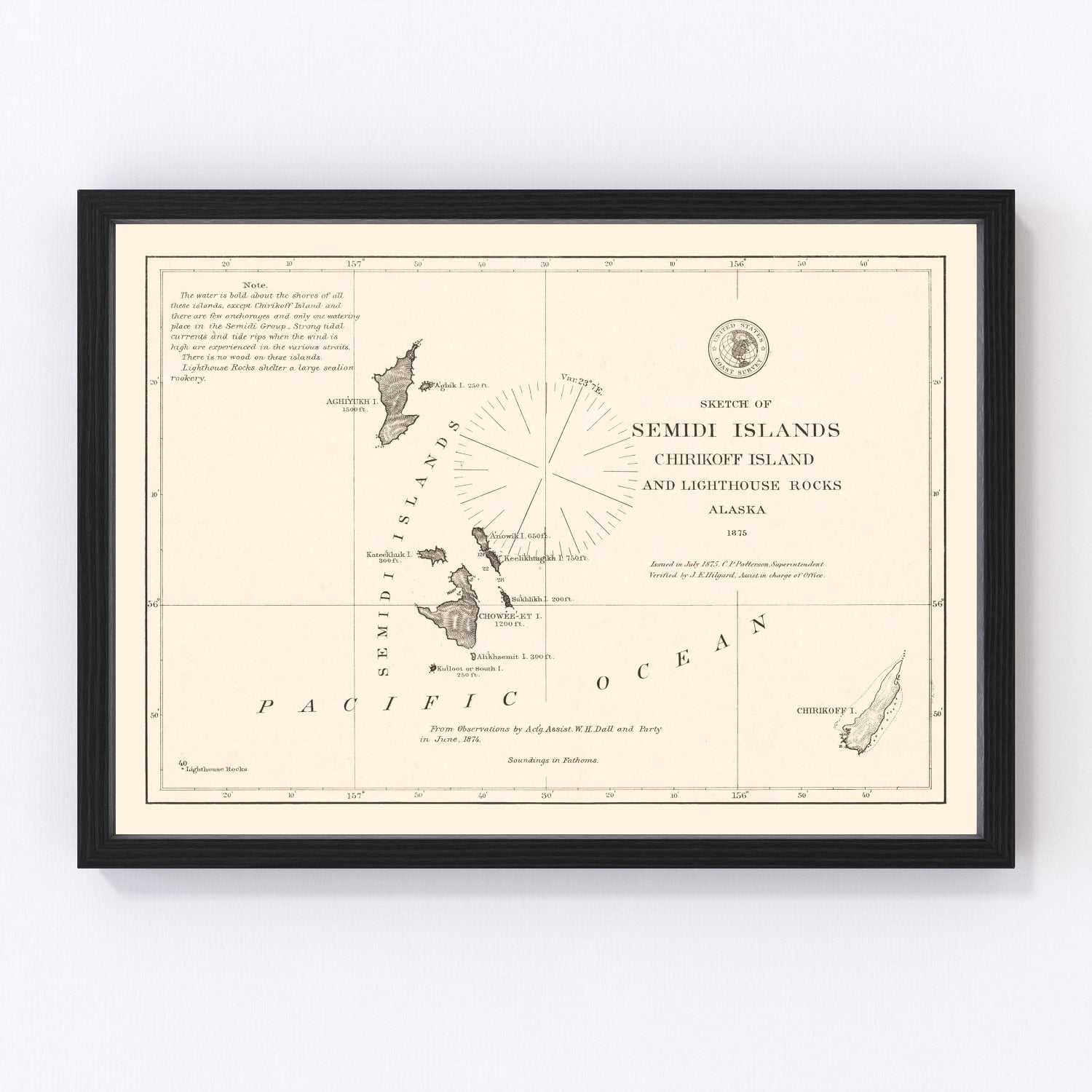 Vintage Semidi Islands, AK Map 1875