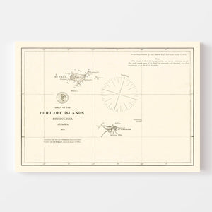 Vintage Pribiloff Islands, AK Map 1875