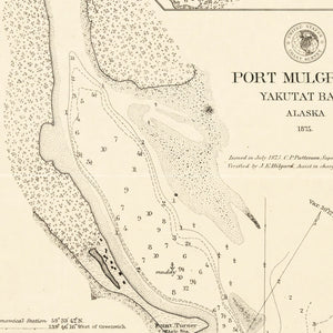 Vintage Port Mulgrave, Yakutat Bay, AK Map 1875
