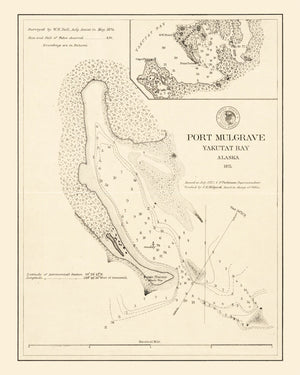 Vintage Port Mulgrave, Yakutat Bay, AK Map 1875