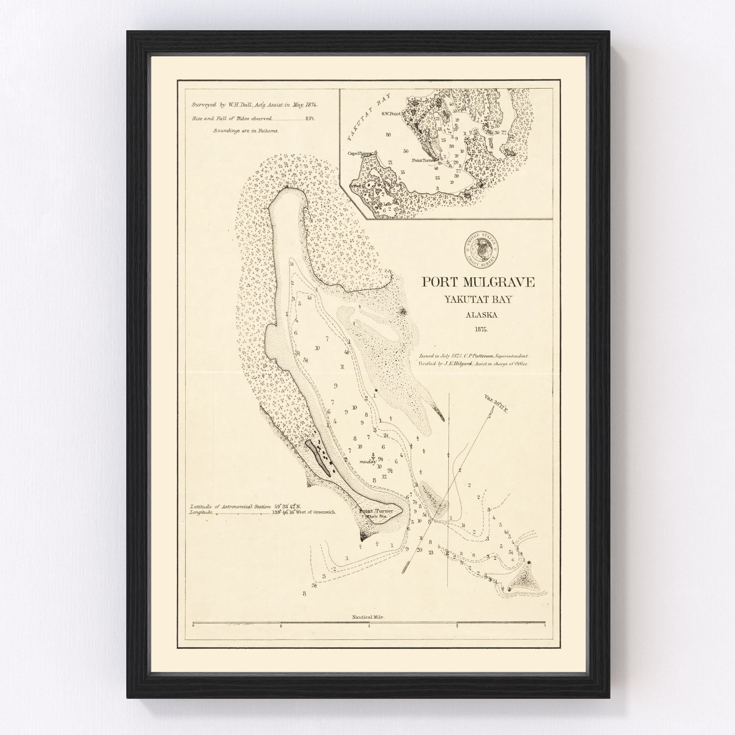 Vintage Port Mulgrave, Yakutat Bay, AK Map 1875