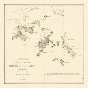 Vintage Shumagin Islands, AK Map 1872