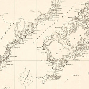 Vintage Kodiak Island, AK Map 1869