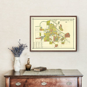 Vintage Map of Anderson, Indiana 1891