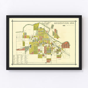 Vintage Map of Anderson, Indiana 1891