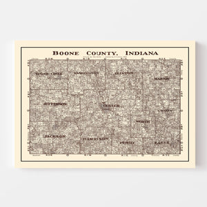 Vintage Map of Boone County, Indiana 1936