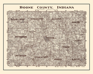 Vintage Map of Boone County, Indiana 1936