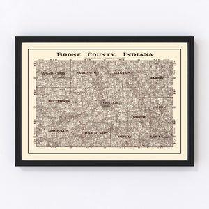 Vintage Map of Boone County, Indiana 1936